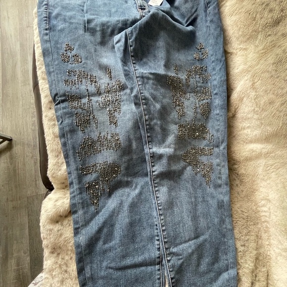 Lane Bryant Blue Straight Leg Jeans with Silver Embellishments Size 18 plus - Picture 5 of 7